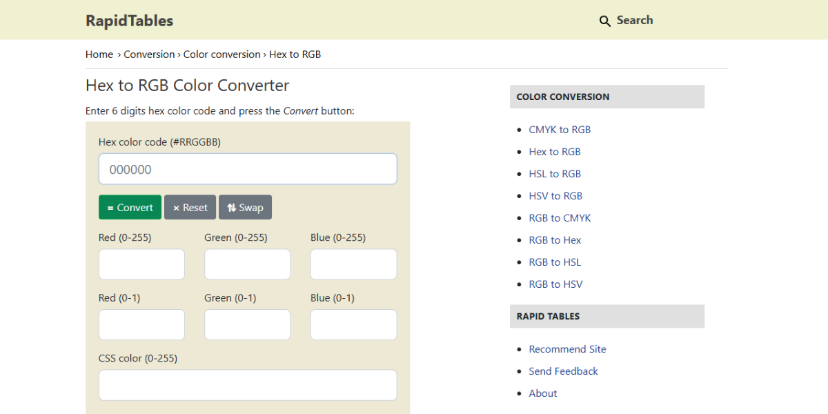 RapidTables RapidTables