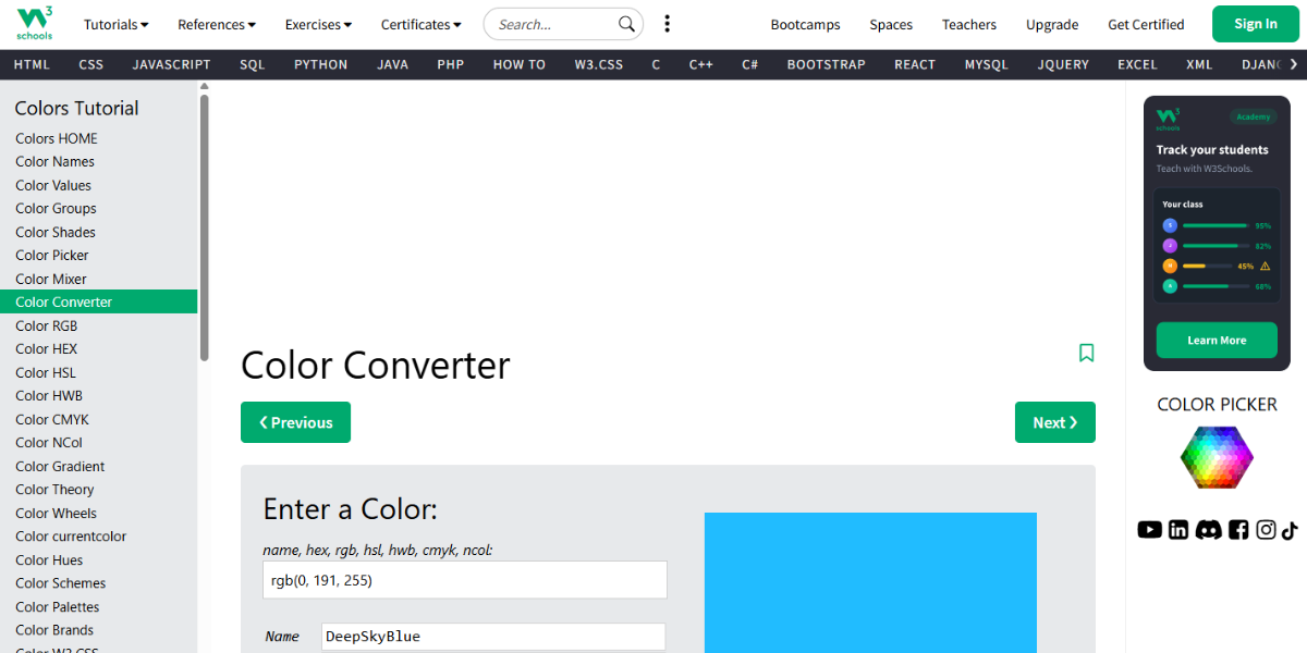 W3School Color Converter W3School Color Converter