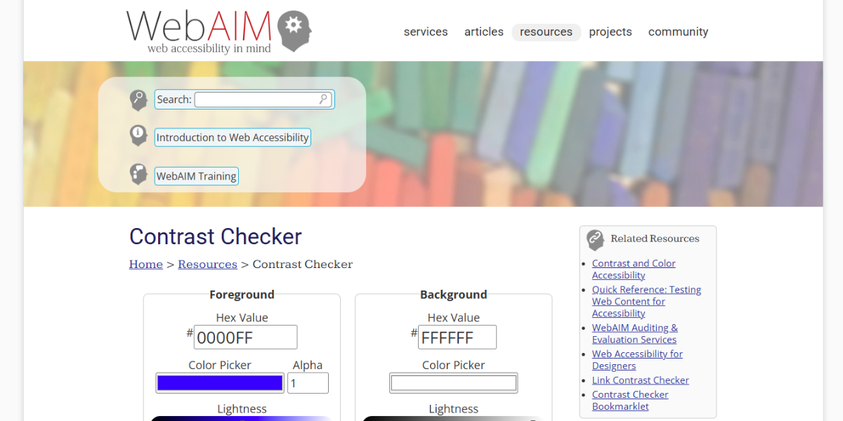 WebAIM Contrast Checker WebAIM Contrast Checker