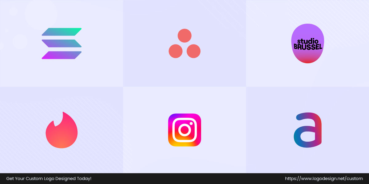 App and tech logos grid (Solana, Asana, Studio Brusse, Tinder, Instagram, Adobe)