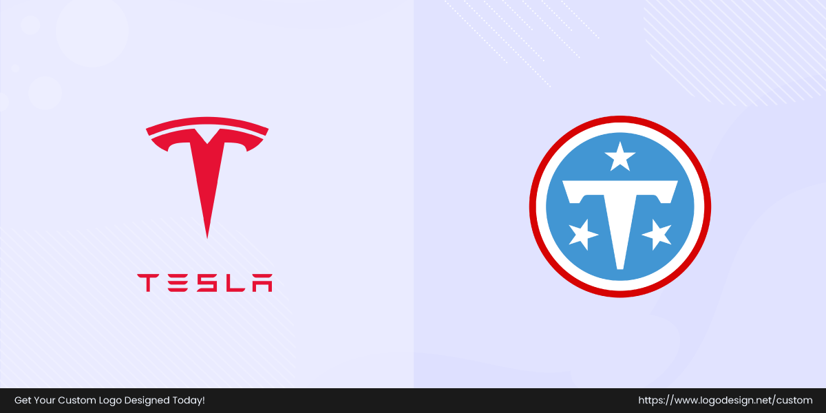 Tesla, Inc. and Tennessee Titans logos side by side.