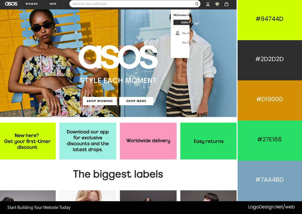 ASOS Website Color Palette ASOS Website Color Palette