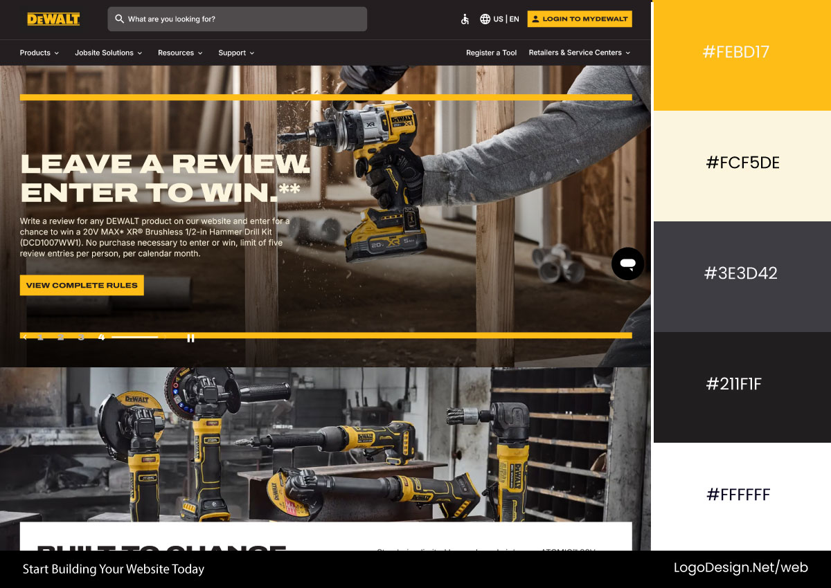 DeWalt Website Color Palette DeWalt Website Color Palette