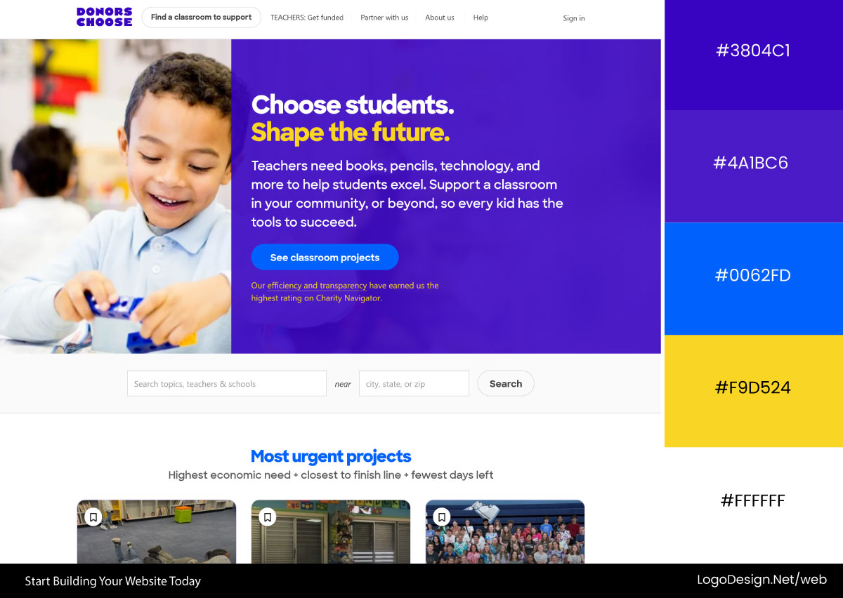 DonorsChoose Website Color Palette DonorsChoose Website Color Palette