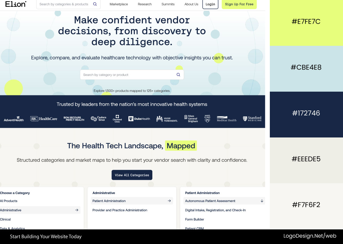 Elion Health Website Color Palette Elion Health Website Color Palette