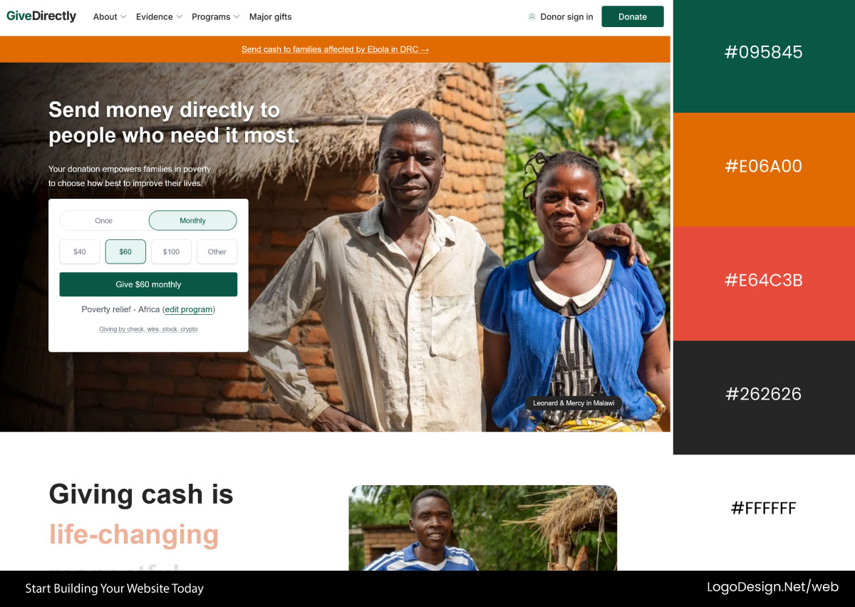 GiveDirectly Website Color Palette GiveDirectly Website Color Palette