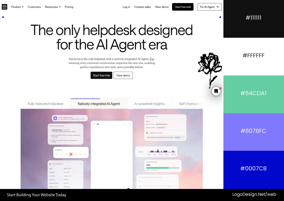 Intercom Website Color Palette