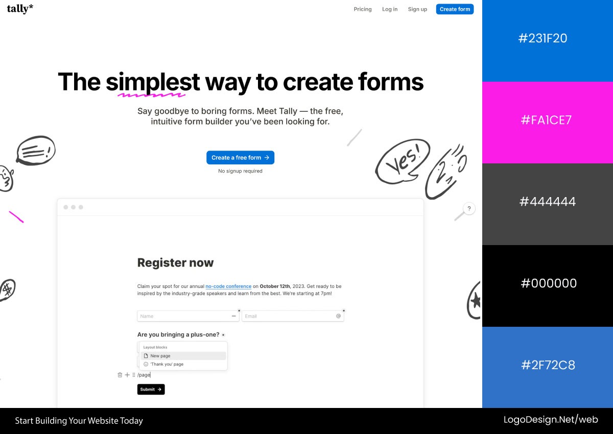 Tally Website Color Palette Tally Website Color Palette