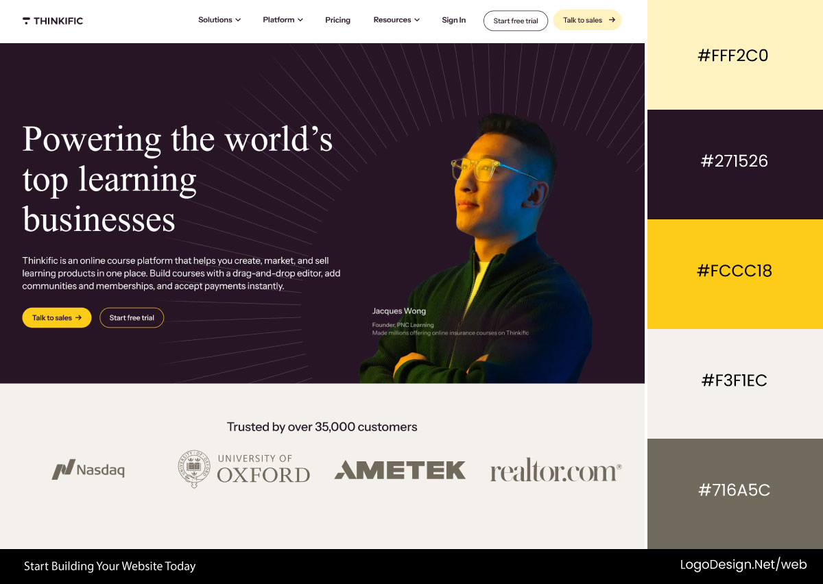 Thinkific Website Color Palette Thinkific Website Color Palette