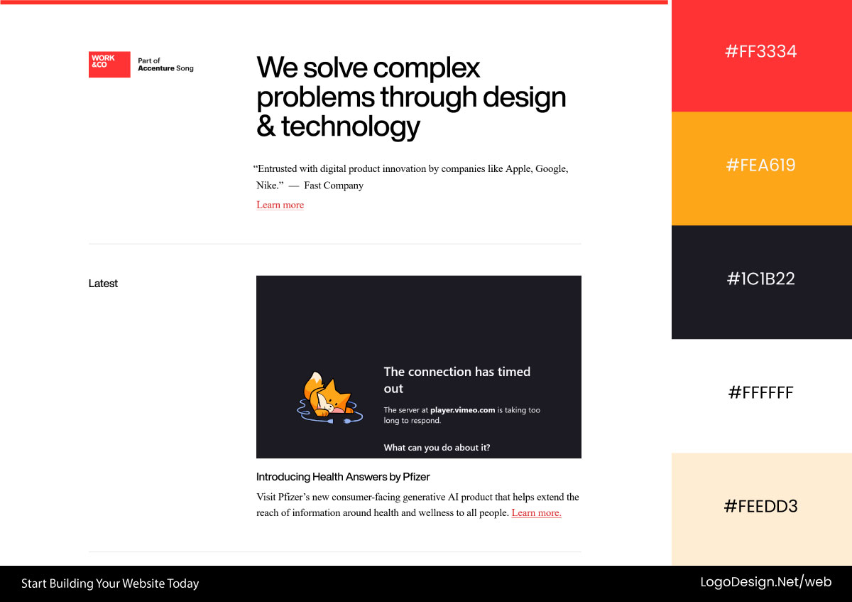 Work & Co Website Color Palette Work & Co Website Color Palette