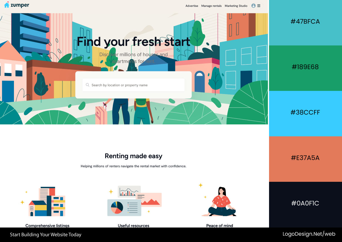Zumper Website Color Palette Zumper Website Color Palette