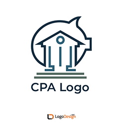 A minimalist logo featuring a stylized temple with columns, encircled by a speech bubble.