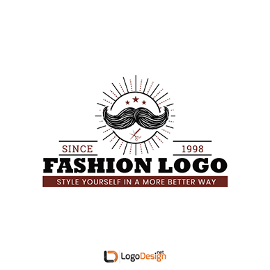 A logo featuring a prominent curled mustache encircled by sunburst lines and three stars above it.