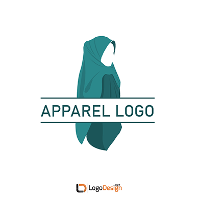 Illustration of a woman wearing a teal-colored hijab, facing right.