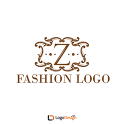 A fashion logo featuring an ornate, decorative frame with the letter 