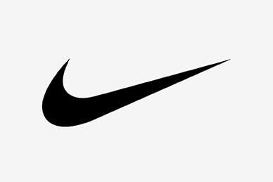 A black Nike swoosh logo is centered on a white background.