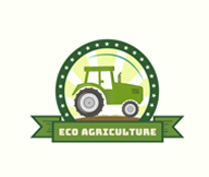 agriculture logo tractor in badge with ribbon