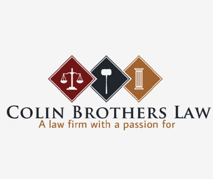 Attorney logo design with scales, pillar and gavel in three rhombus shapes