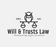 law firm logo with own sitting on scales of justice