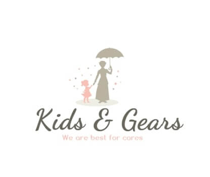 childcare logo design with cartoon baby 