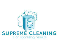 cleaning logo with washing machine and bubbles