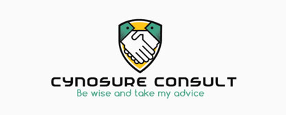 consulting logo design with a handshake in a shield emblem  