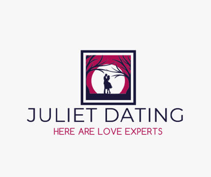 dating logo with dancing couple with full moon in negative space