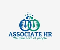 HR logo with abstract figures around globe 