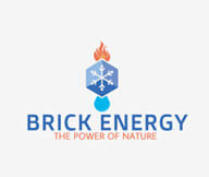 energy logo with snow symbol inside hexagon with water and fire