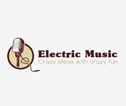 music singer logo with microphone and wire in a circle 