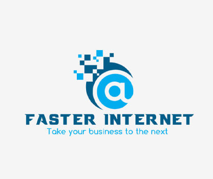 internet logo with at the rate symbol and pixels 