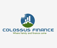 finance logo with bars on a mountain in circle with sun