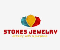 jewelry logo design with green and yellow and red gemstones