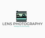 photography logo with landscape in movie reel
