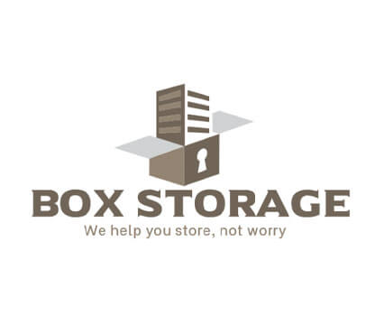 storage logo with building in storage box with keyhole 
