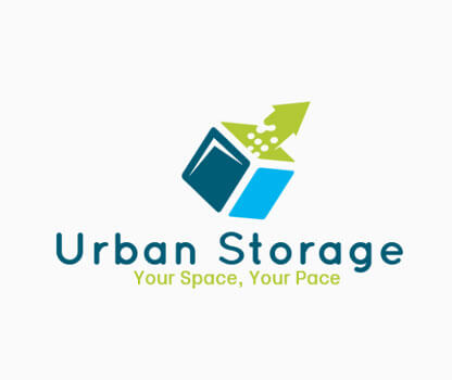 storage logo design with abstract box and arrow 