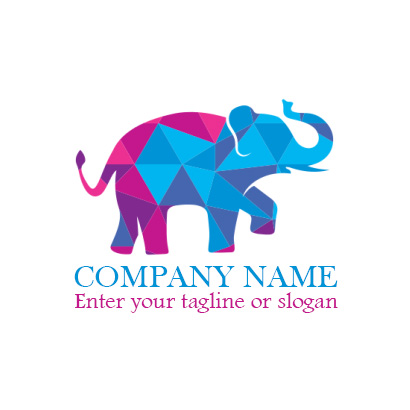 Animal logo - colorful elephant in mosaic