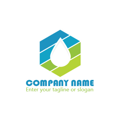 Cleaning logo - water drop in a hexagon shape