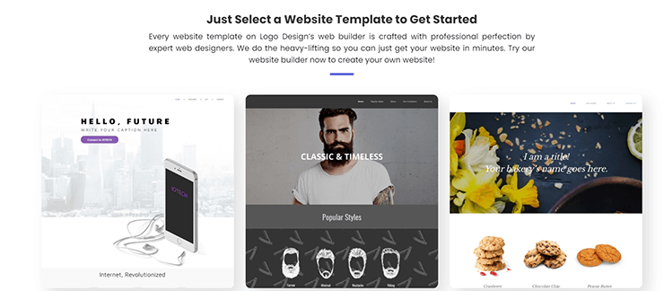 Website builder dashboard interface