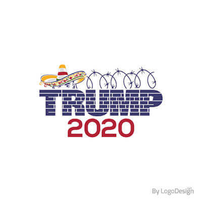 Trump political logo 2020 Mexican Wall 