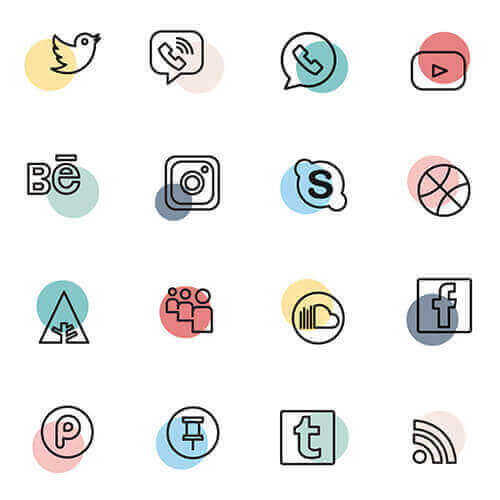 line art social media icons