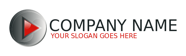 music logo 3d play button in circle with text