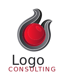 consulting logo 3d red ball black swirl text