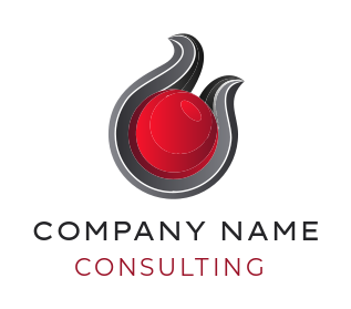 consulting logo 3d red ball black swirl text