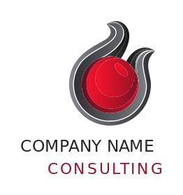 consulting logo 3d red ball black swirl text