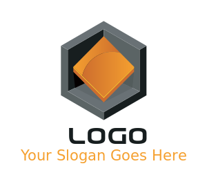 consulting logo 3d square in rhombus with text