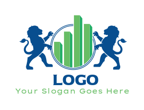 investment logo lions on both sides with graph