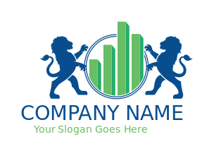 investment logo lions on both sides with graph