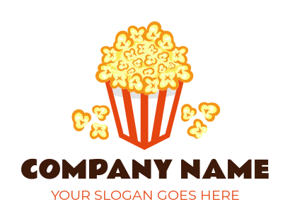 a bucket of popcorn snack logo