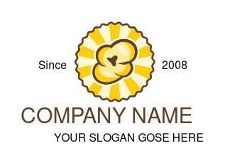 create a popcorn parlor logo in circle with rays